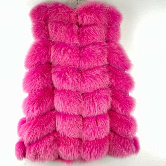 Genuine Fox Fur Pink Vest Jacket Size M/L - Picture 5 of 11